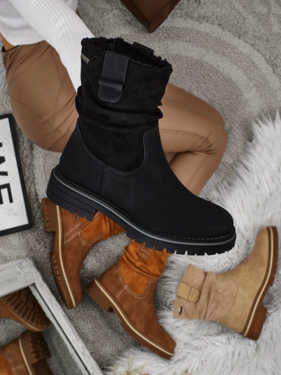 Botine înalte de damă din piele ecologică întoarsă Liora