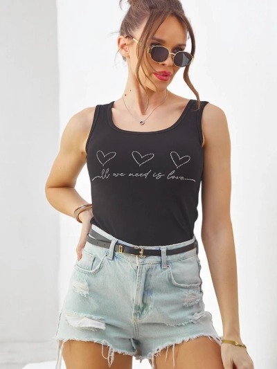 Royalfashion Top de camasă din bumbac pentru femei cu inimioare