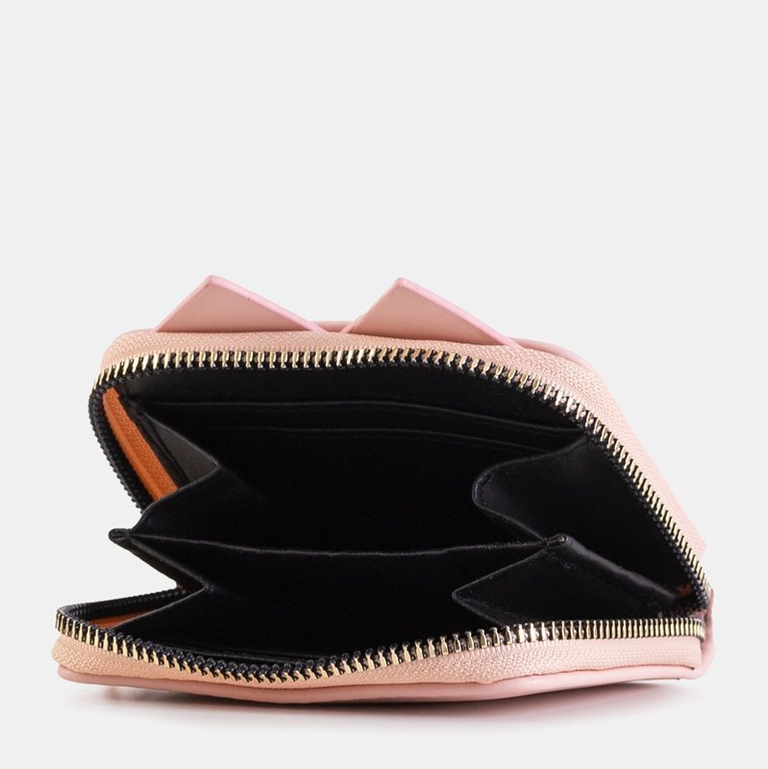 Portofel mic pentru femei roz deschis cu față de pisică - Portofel