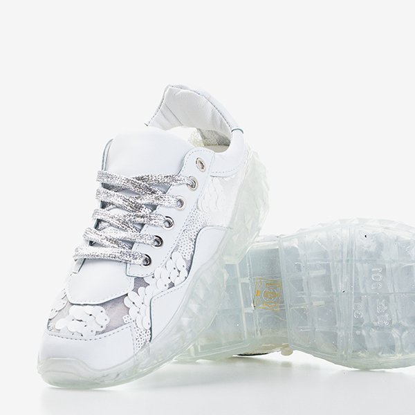 Białe damskie sportowe buty z cekinami Polja - Obuwie