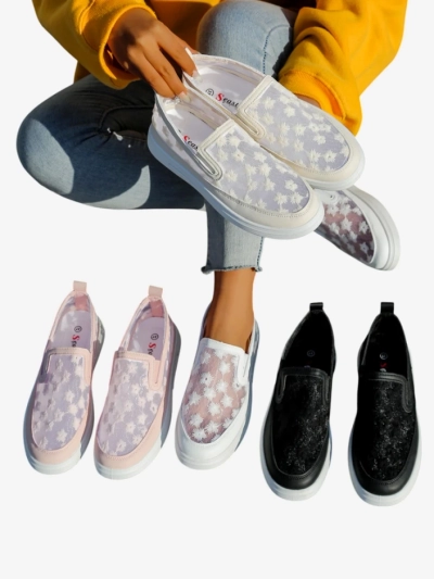 Mocasi Royalfashion pentru femei din plasă cu flori Emzos