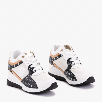 Pantofi sport de damă alb-negru pe pană Anubi - Încălțăminte