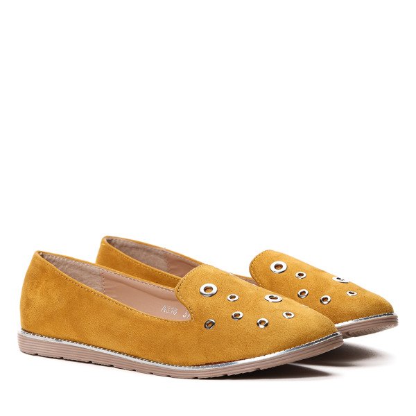 Żółte mokasyny z przelotkami Dana- Obuwie