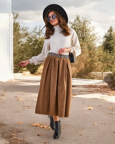 Fusta midi din catifea pentru femei Royalfashion