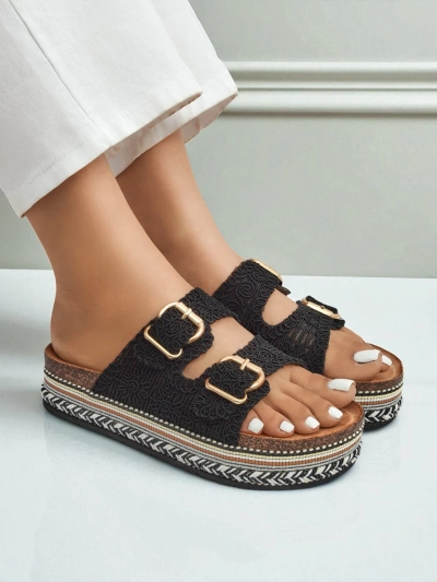 Royalfashion Sandale de damă cu platformă și catarame CorkStyle