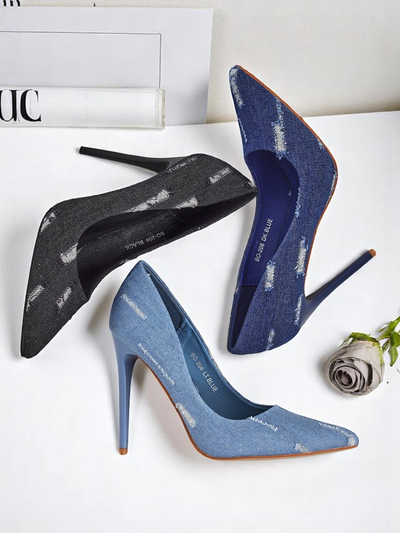 Royalfashion Pantofi stiletto pentru femei Denim Chic