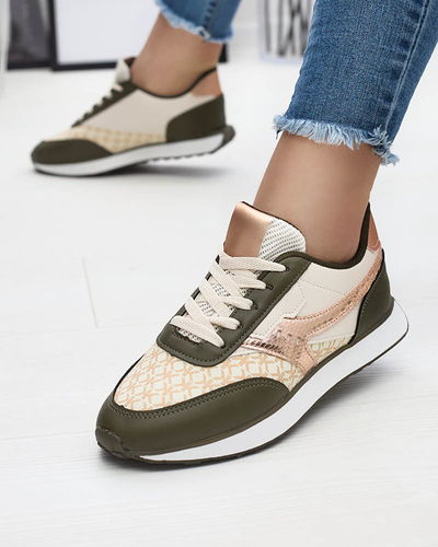 Pantofi sport pentru femei de culoare verde închis și bej Fiffvi- Footwear
