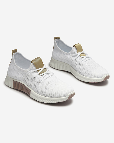 Pantofi sport de damă albi cu inserții maro Kedeti - Încălțăminte