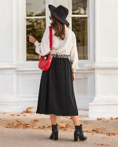 Fusta midi Royalfashion pentru femei a' la catifea