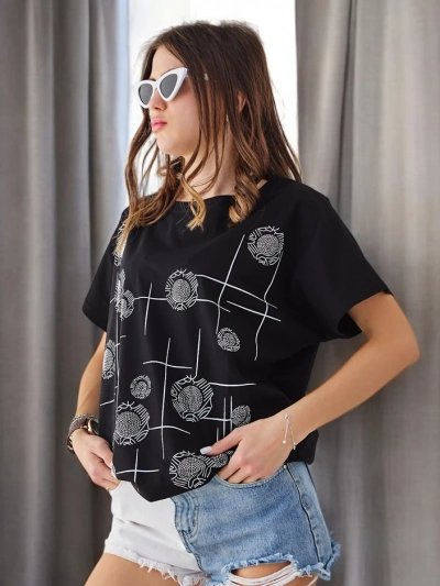 Royalfashion Tricou din bumbac pentru femei cu imprimeu