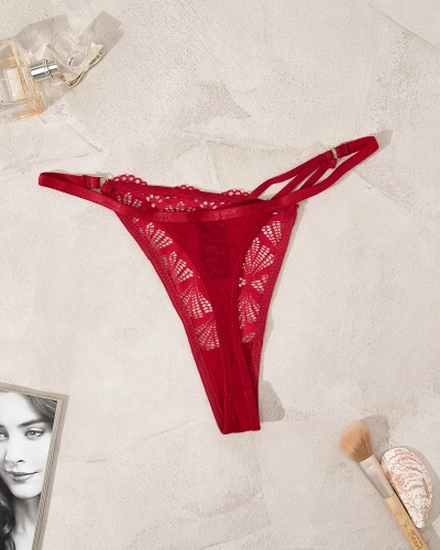 Royalfashion Chiloți tanga de damă din dantelă, de culoare roșie
