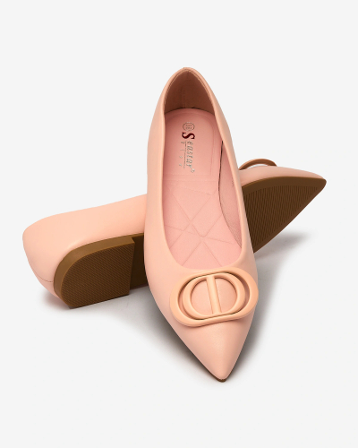 Royalfashion Balerini de damă cu vârful ascuțit de culoare roz aprins, cu ornament pe nas Manixy