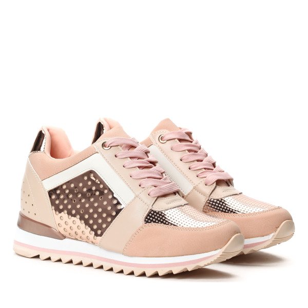 Różowe metaliczne buty sportowe Susan- Obuwie