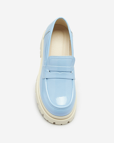 Royalfashion Mocasini lăcuiți albaștri pentru femei Noppel