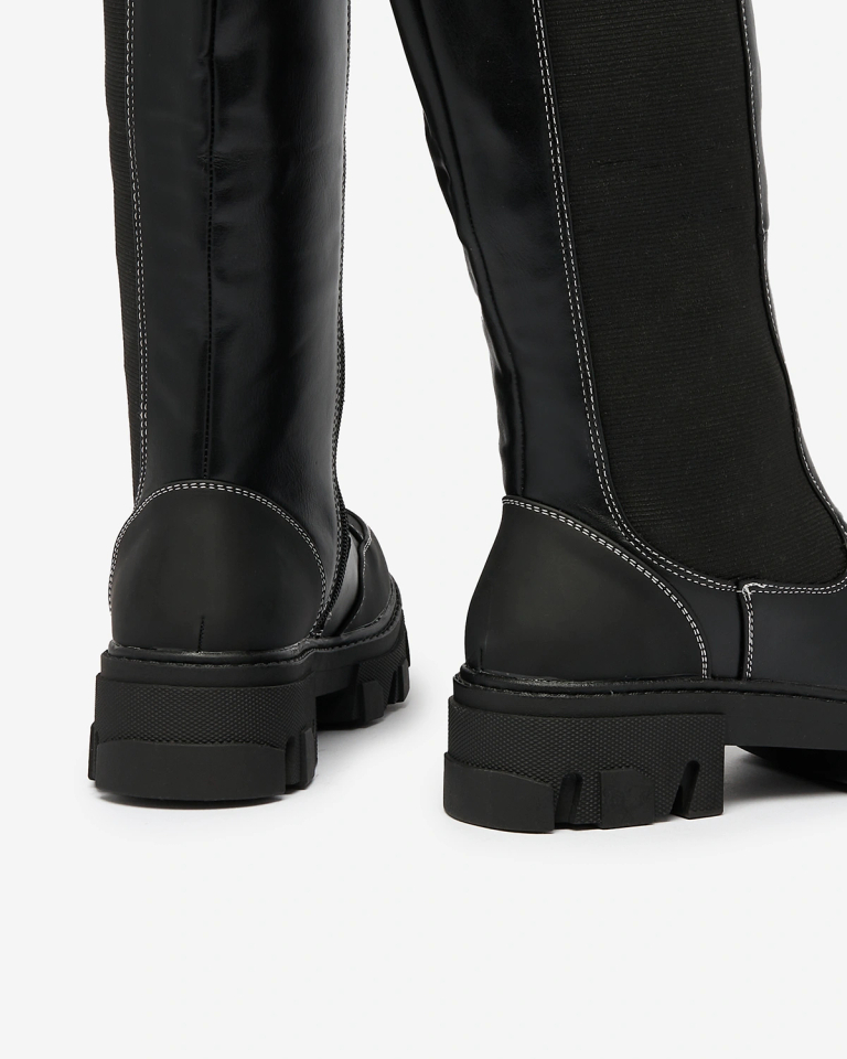 Royalfashion Cizme de damă la jumătatea gambei, negre Blyss