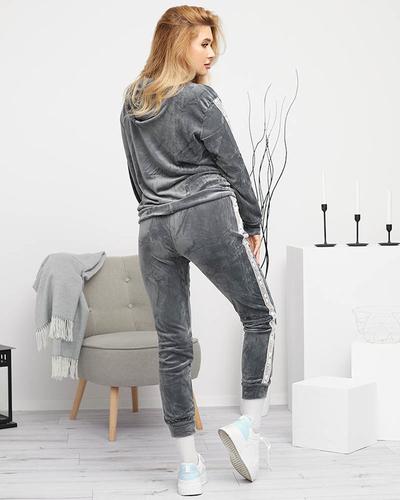 Set trening dama gri cu dungi - Imbracaminte