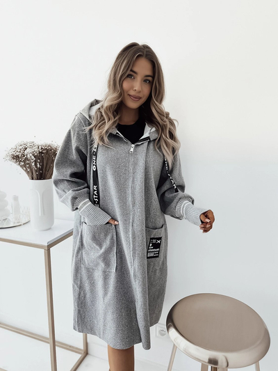 Royalfashion Jachetă de damă până la genunchi în gri