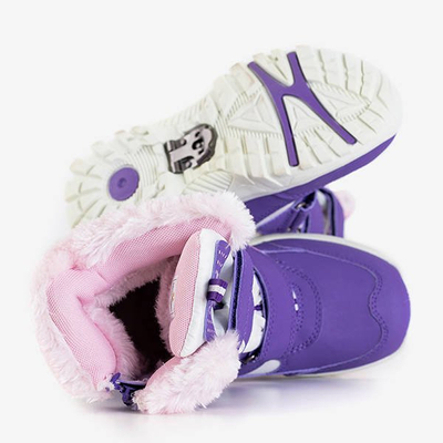 Cizme de zăpadă pentru copii Artaki violet cu blană - Încălțăminte