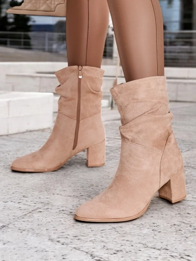 Botine de damă din eco-suede Royalfashion pe toc bloc Korride