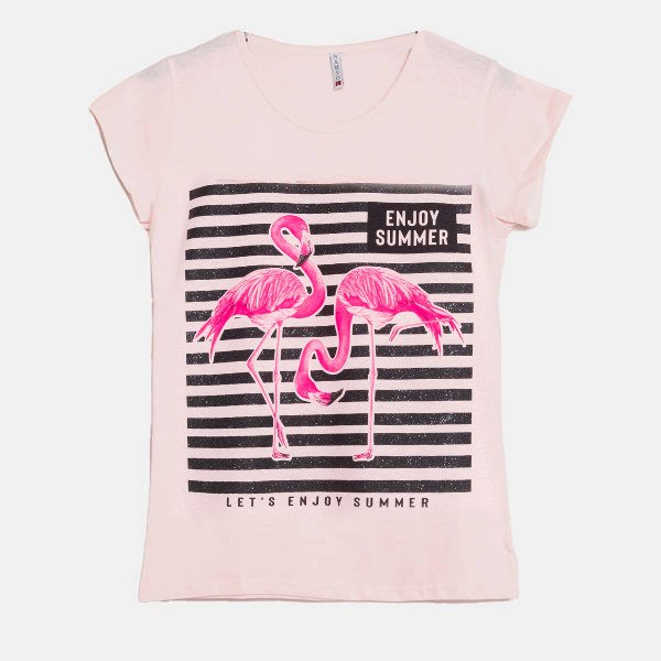 Różowa koszulka z krótkim rękawem - Bluzki