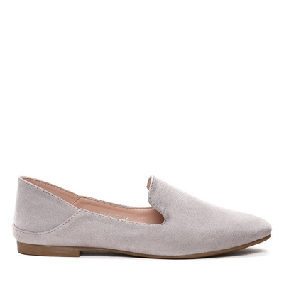 Szare, gładkie mokasyny- Obuwie