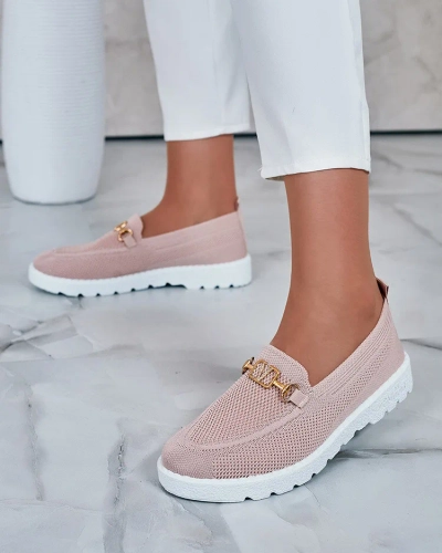 Royalfashion Mocasini de damă din material textil cu ornament auriu Erticae