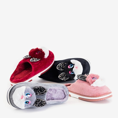 Papuci de damă negri cu iepurașul Pivi - Încălțăminte