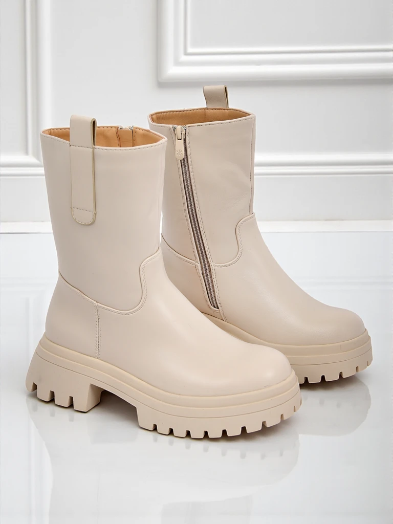 Wyższe botki damskie ze skóry ekologicznej Scarlet Mist