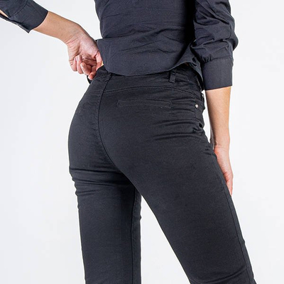 Pantaloni cu picioare drepte din țesătură neagră - Îmbrăcăminte