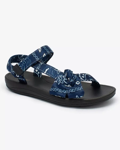 Royalfashion Sandale de damă albastru marin cu fundiță Oyall