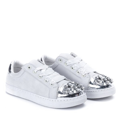 Jasnoszare tenisówki z cyrkoniami Emilyana - Obuwie
