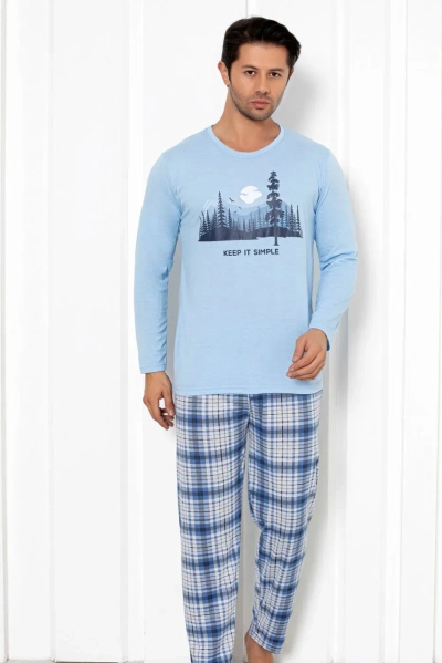 Royalfashion Pijama Bărbați Din Bumbac Cu Carouri