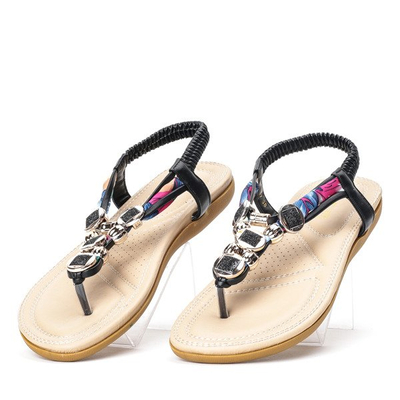 Czarne sandały z ozdobami Alcila - Obuwie