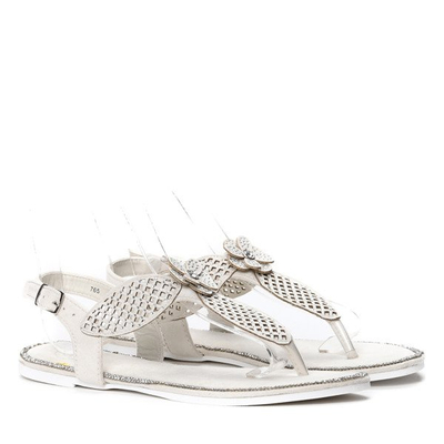 Białe sandały z cyrkoniami Tossima- Obuwie