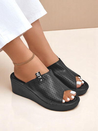 Royalfashion Klapki pou fanm sou talon Luna Wedge