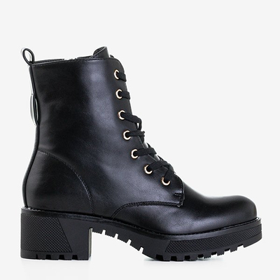 Czarne damskie eko-skórzane workery Minna - Obuwie