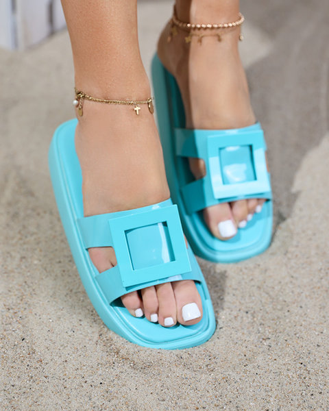 Papuci dama menta cu ornament Zegor - Incaltaminte