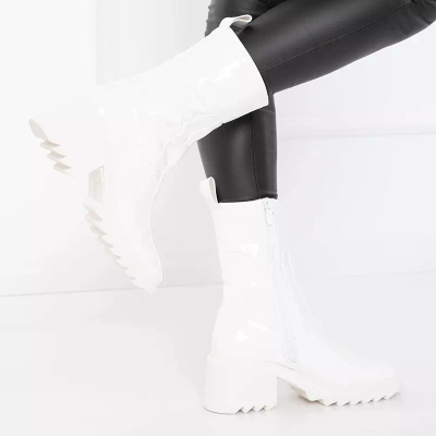 OUTLET Cizme albe dama pe stalp lat Grifis - Incaltaminte