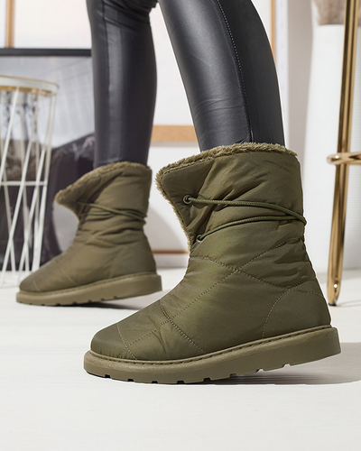 Pantofi de damă verde închis a'la cizme de zăpadă Amirfu- Footwear