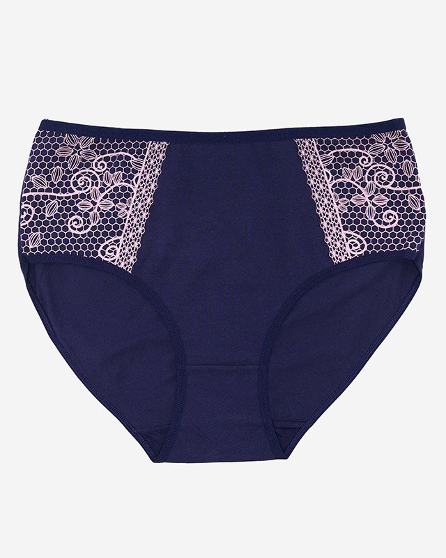 Chiloți de damă din bumbac albastru marin cu model PLUS SIZE - Lenjerie intimă