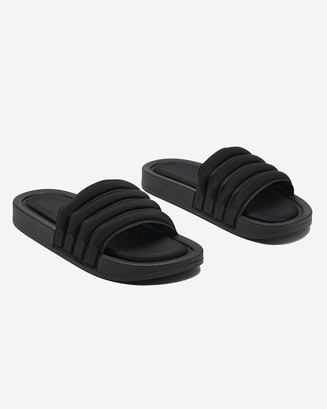 Papuci de damă cu dungi în negru Lenira - Încălțăminte