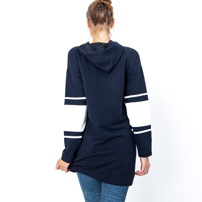 Hanorac de dama albastru bleumarin cu imprimeu - Îmbrăcăminte