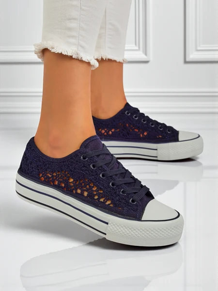 Damske trampki Aureliana Granatno andal tkanina ažurno pre plosko đono