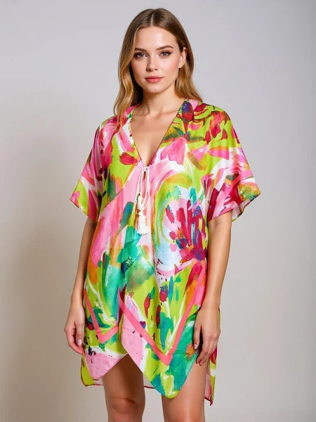 Royalfashion Pareo - Tunică de vară pentru plajă pentru femei, cu design imprimat Wild Coast