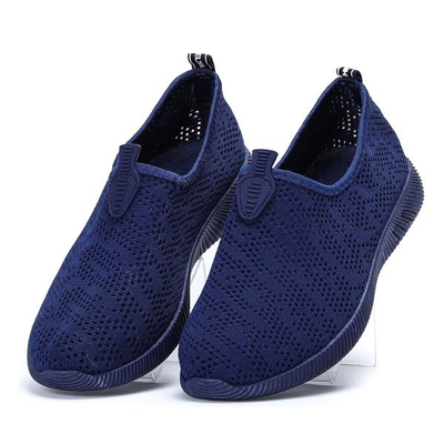 Granatowe, ażurowe slip on Karen - Obuwie