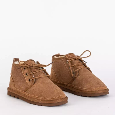 OUTLET Cizme de zapada scurte cu siret maro pentru copii Tibilis- Pantofi