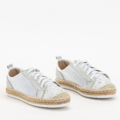 Tenisi albi Akoio ajurati cu sclipici - Pantofi