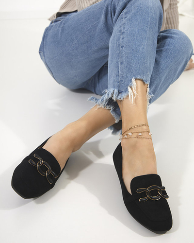 Mocasini negri de dama cu decor Olly - Incaltaminte