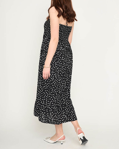 Rochie midi neagră cu buline de damă - Îmbrăcăminte