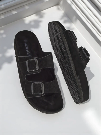 Royalfashion Klapki damskie z eko zamszu z klamerkami Bella Duo